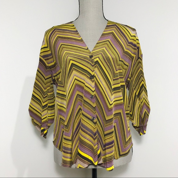 Anthropologie Charlie Jade Silk Chevron Blouse - Picture 4 of 8
